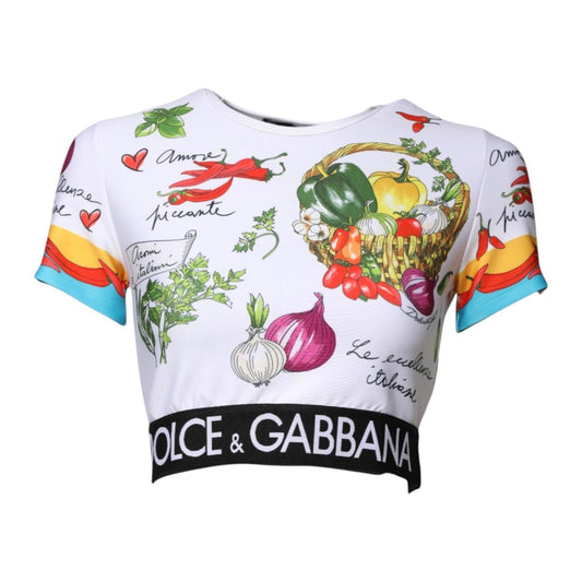 Multicolor Print Short Sleeves Cropped Top
