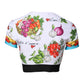 Multicolor Print Short Sleeves Cropped Top