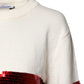 White Sequined Crew Neck Pullover Sweater