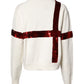 White Sequined Crew Neck Pullover Sweater