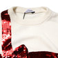 White Sequined Crew Neck Pullover Sweater