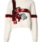 White Sequined Crew Neck Pullover Sweater