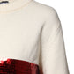 White Sequined Crew Neck Pullover Sweater