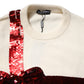 White Sequined Crew Neck Pullover Sweater