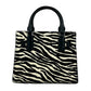 Hamilton Small Leather Zebra Print Satchel Crossbody Black/White