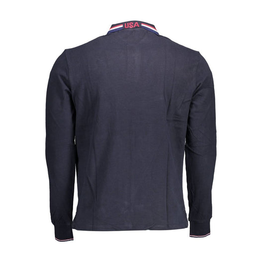 Blue Cotton Men Polo Shirt