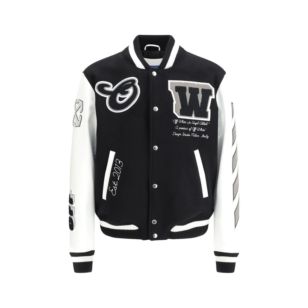 Leather and wool varsity Bomber