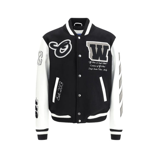 Leather and wool varsity Bomber