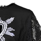 Black Lace Sheer Sacred Heart Crew Neck Top