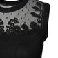 Black Lace Sheer Crew Neck Sleeveless Top