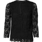 Black Lace STAFF Crew Neck Long Sleeves Top
