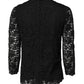 Black Lace STAFF Crew Neck Long Sleeves Top