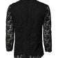 Black Lace STAFF Crew Neck Long Sleeves Top