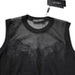 Black Lace Sheer Crew Neck Sleeveless Top
