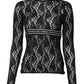Black Floral Lace Long Sleeves Pullover Top