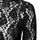 Black Floral Lace Long Sleeves Pullover Top
