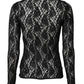 Black Floral Lace Long Sleeves Pullover Top