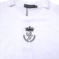White Logo Crown Cotton Crew Neck T-shirt