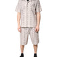 Beige Floral Print Cotton Men Pajama Set Sleepwear