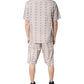 Beige Floral Print Cotton Men Pajama Set Sleepwear
