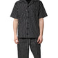 Black White Stripes Cotton Men Pajama Set Sleepwear