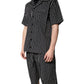 Black White Stripes Cotton Men Pajama Set Sleepwear