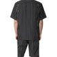 Black White Stripes Cotton Men Pajama Set Sleepwear