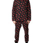 Black Floral Print Cotton Men Pajama Set Sleepwear
