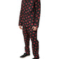 Black Floral Print Cotton Men Pajama Set Sleepwear