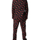 Black Floral Print Cotton Men Pajama Set Sleepwear