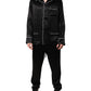 Black Silk Shirt Pants Pajama Set Sleepwear