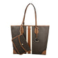 Eva Large Stripe Travel Tote Bag Plus Pouch Brown