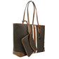 Eva Large Stripe Travel Tote Bag Plus Pouch Brown