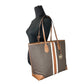 Eva Large Stripe Travel Tote Bag Plus Pouch Brown
