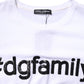 White #DGFamily Print Cotton Crew Neck T-shirt