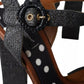 Black Polka Dot Leather Heels Sandals Shoes