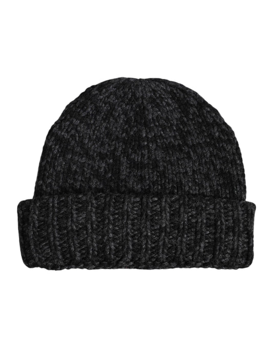 Gray Cashmere Knitted Winter Beanie Hat