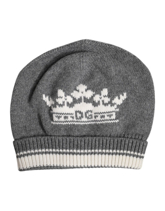 Gray Cashmere Knitted Winter Beanie Hat