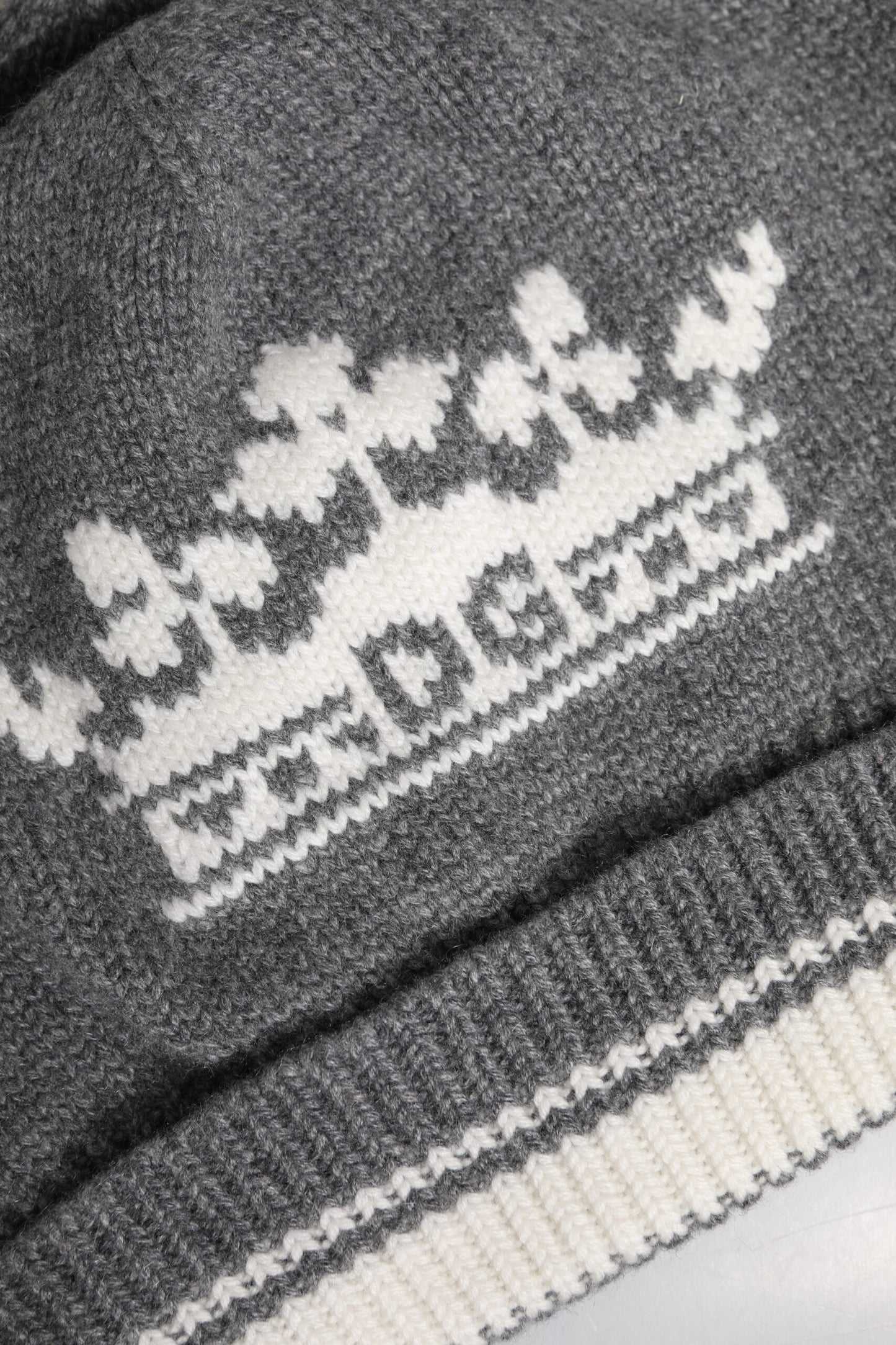 Gray Cashmere Knitted Winter Beanie Hat