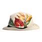 Beige Floral Print Straw Wide Brim Fedora Hat