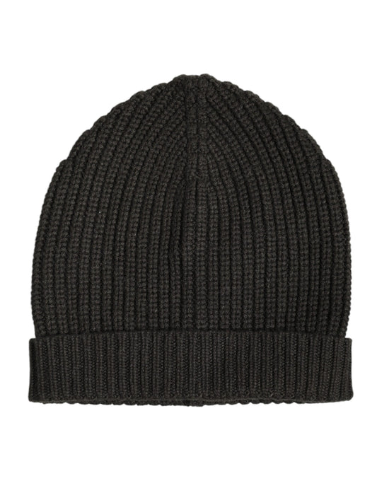 Dark Gray Cashmere Knit Winter Beanie Hat