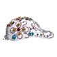 White Multicolor Crystal Embellish Baseball Cap