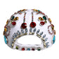 White Multicolor Crystal Embellish Baseball Cap