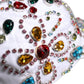 White Multicolor Crystal Embellish Baseball Cap