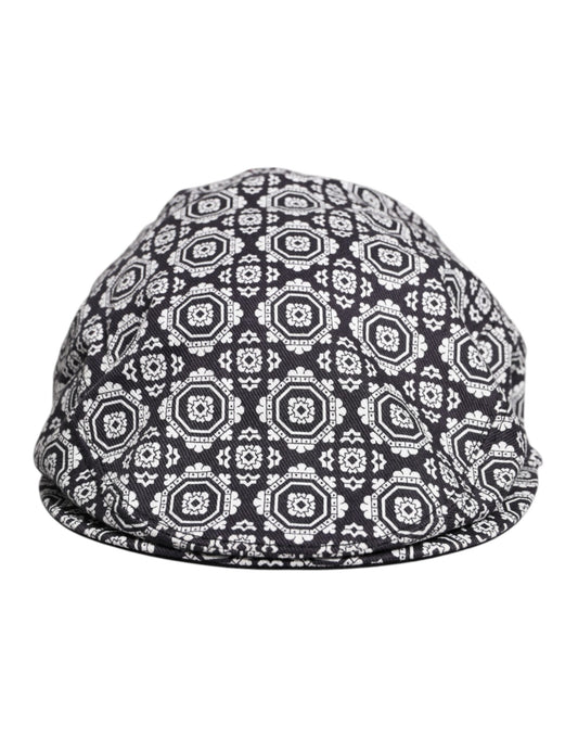 Black White Printed Newsboy Capello Cabbie Hat