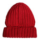 Red Solid Wool Knitted Winter Beanie Hat