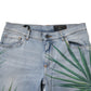 Light Blue Leaf Cotton Classic Men Denim Jeans