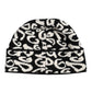 Black White Wool Knitted Winter Beanie Hat