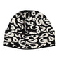 Black White Wool Knitted Winter Beanie Hat