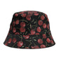 Black Cotton Printed Wide Brim Bucket Hat